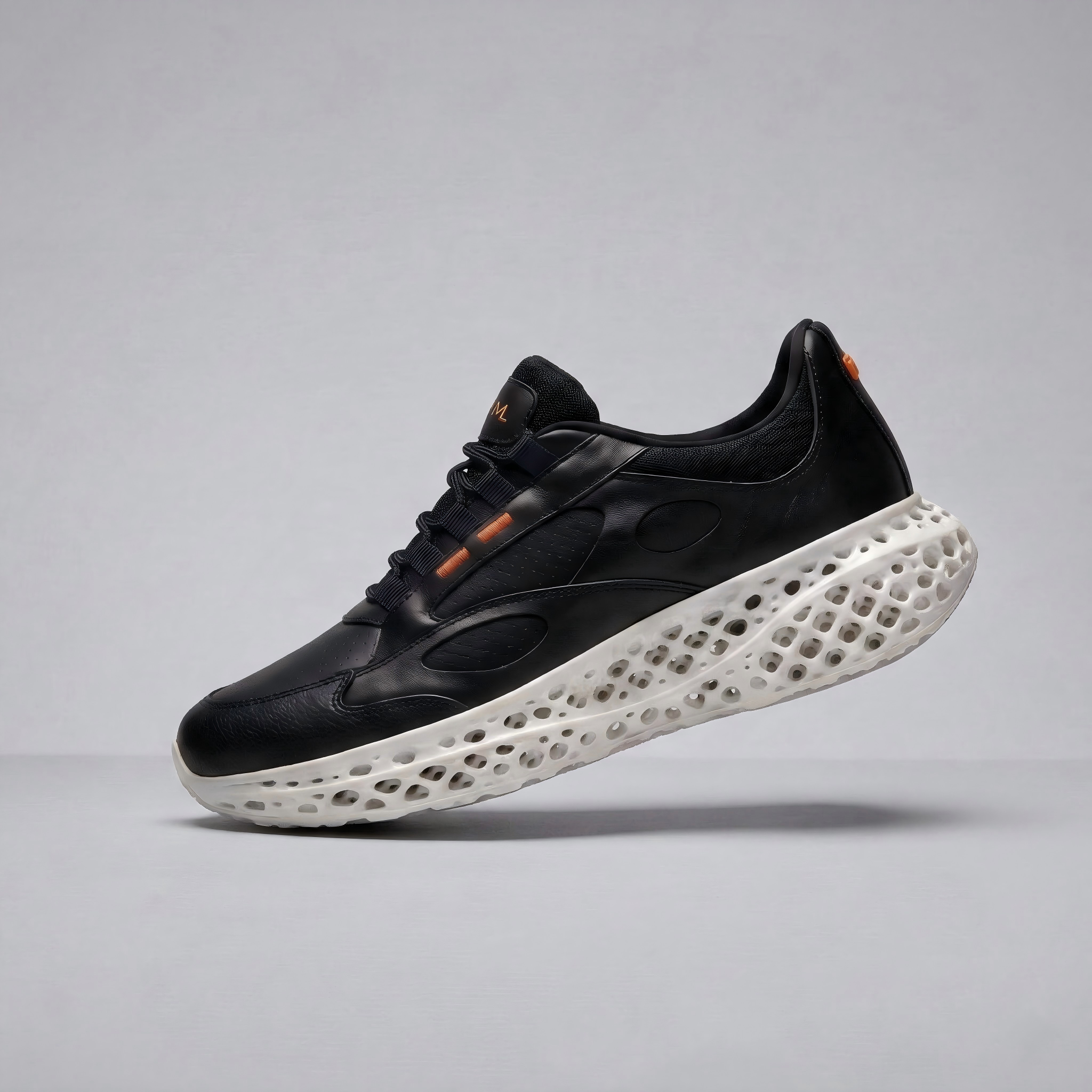 P001 black and white 3D-printed leather sneaker detail asset 48