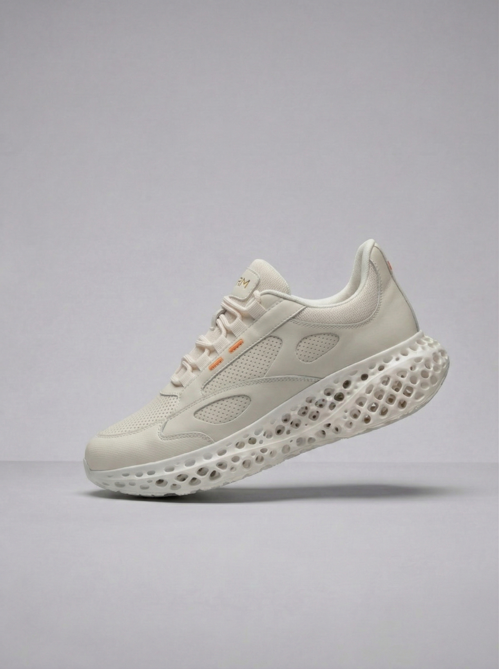 P002 beige and white 3D-printed leather sneaker detail asset 57