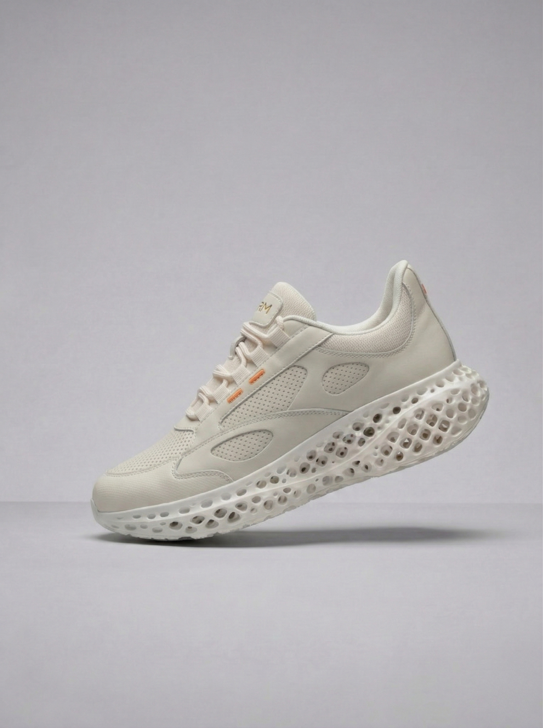 P002 beige and white 3D-printed leather sneaker detail asset 57
