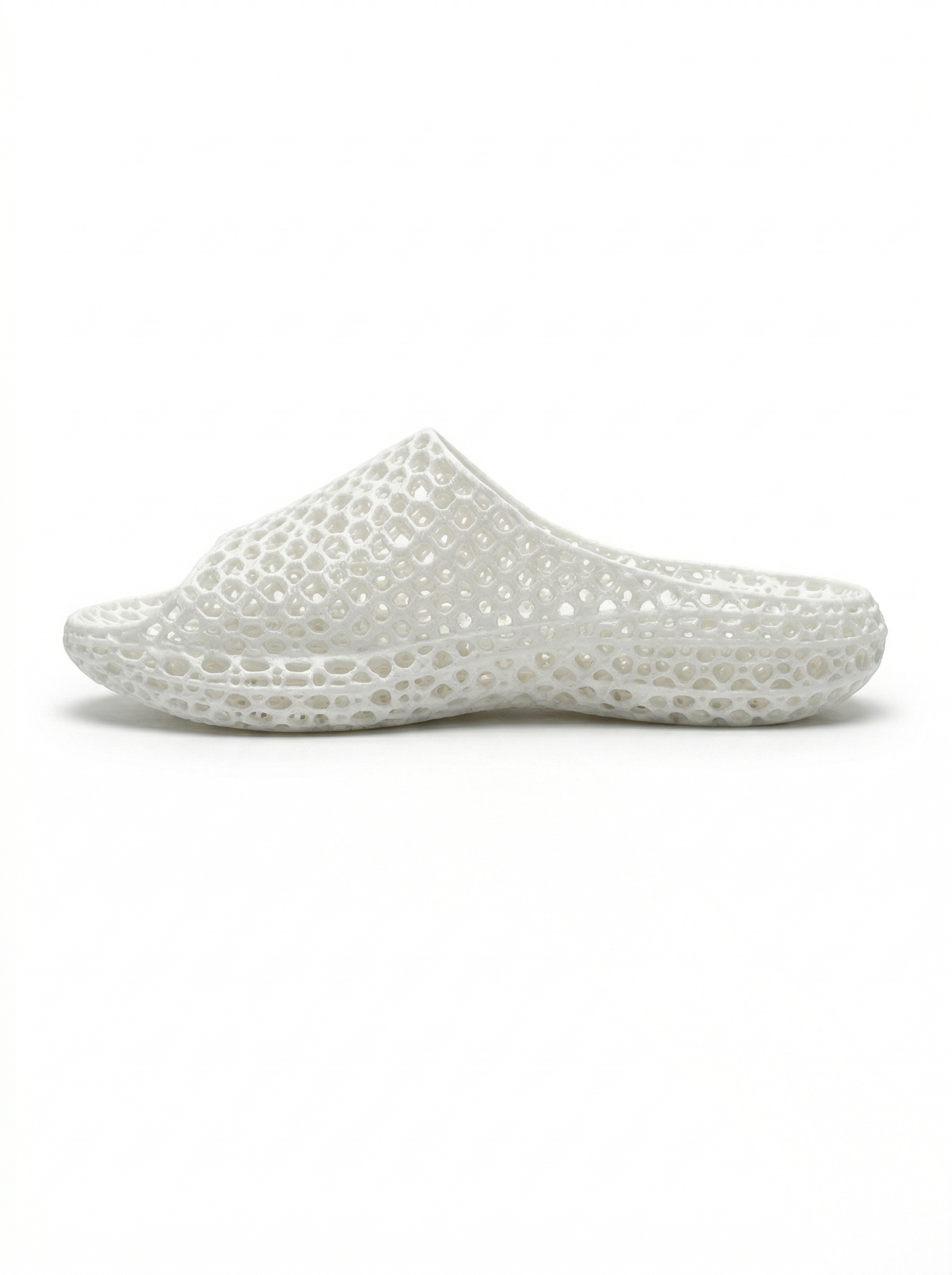 White one-piece SLS 3D-printed TPU slide reverse side view