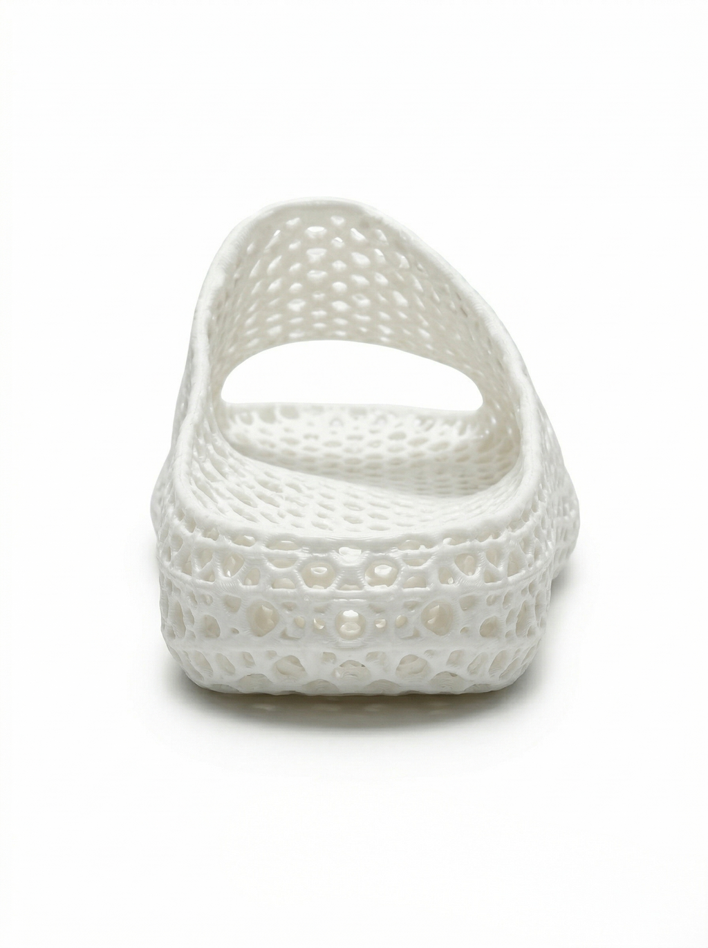 White one-piece SLS 3D-printed TPU slide rear view