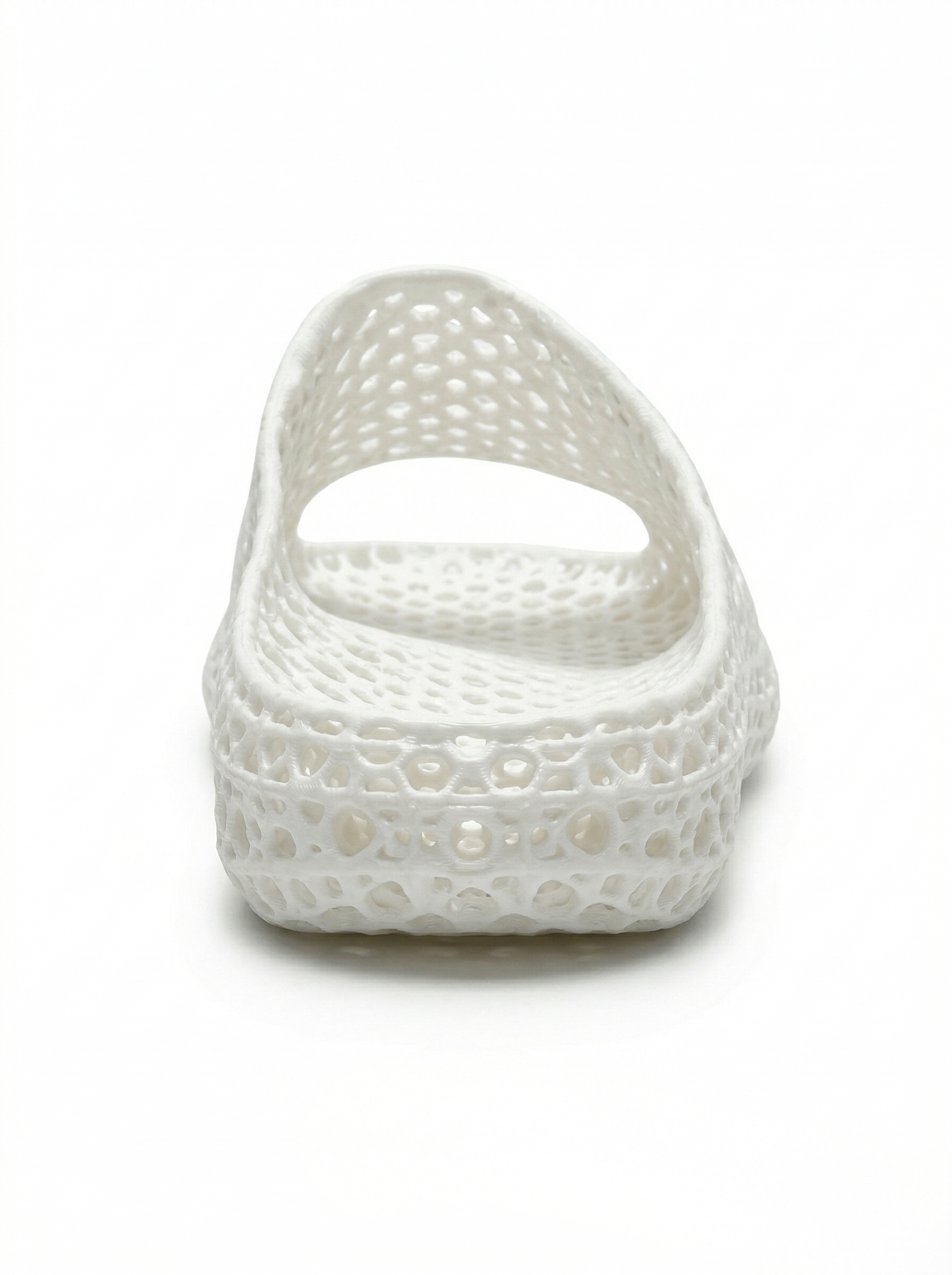 White one-piece SLS 3D-printed TPU slide rear view