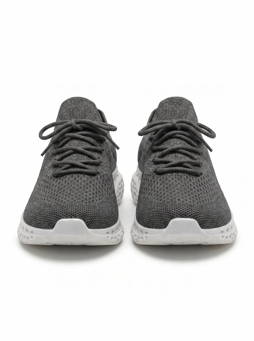Black gray and white 3D-printed knit sneaker front view