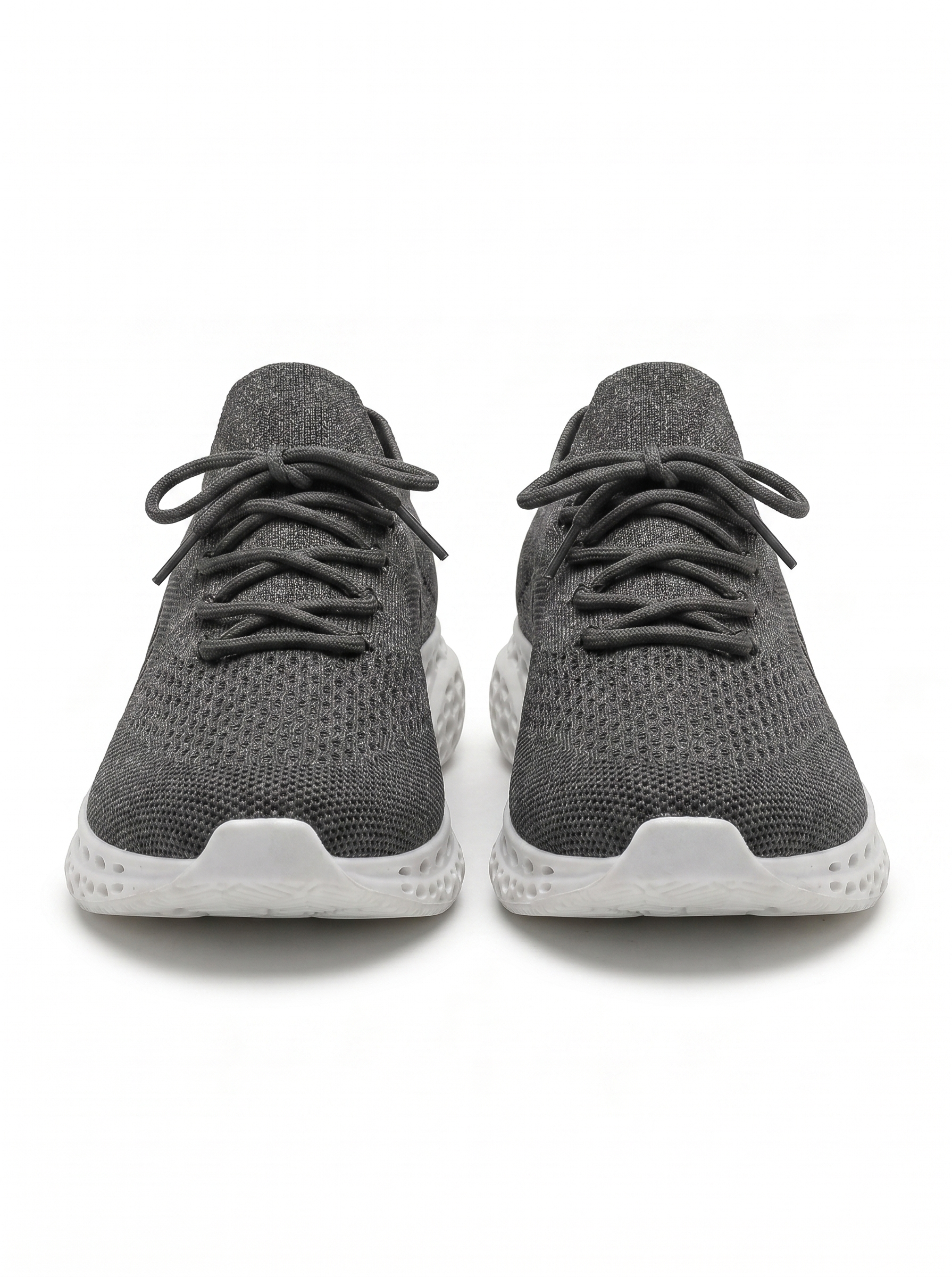 Black gray and white 3D-printed knit sneaker front view