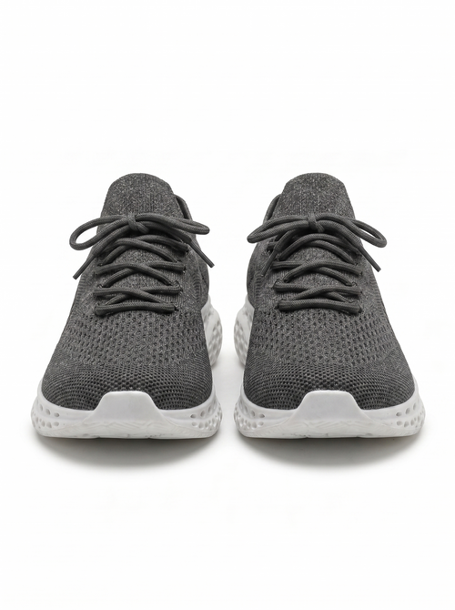 Black gray and white 3D-printed knit sneaker front view