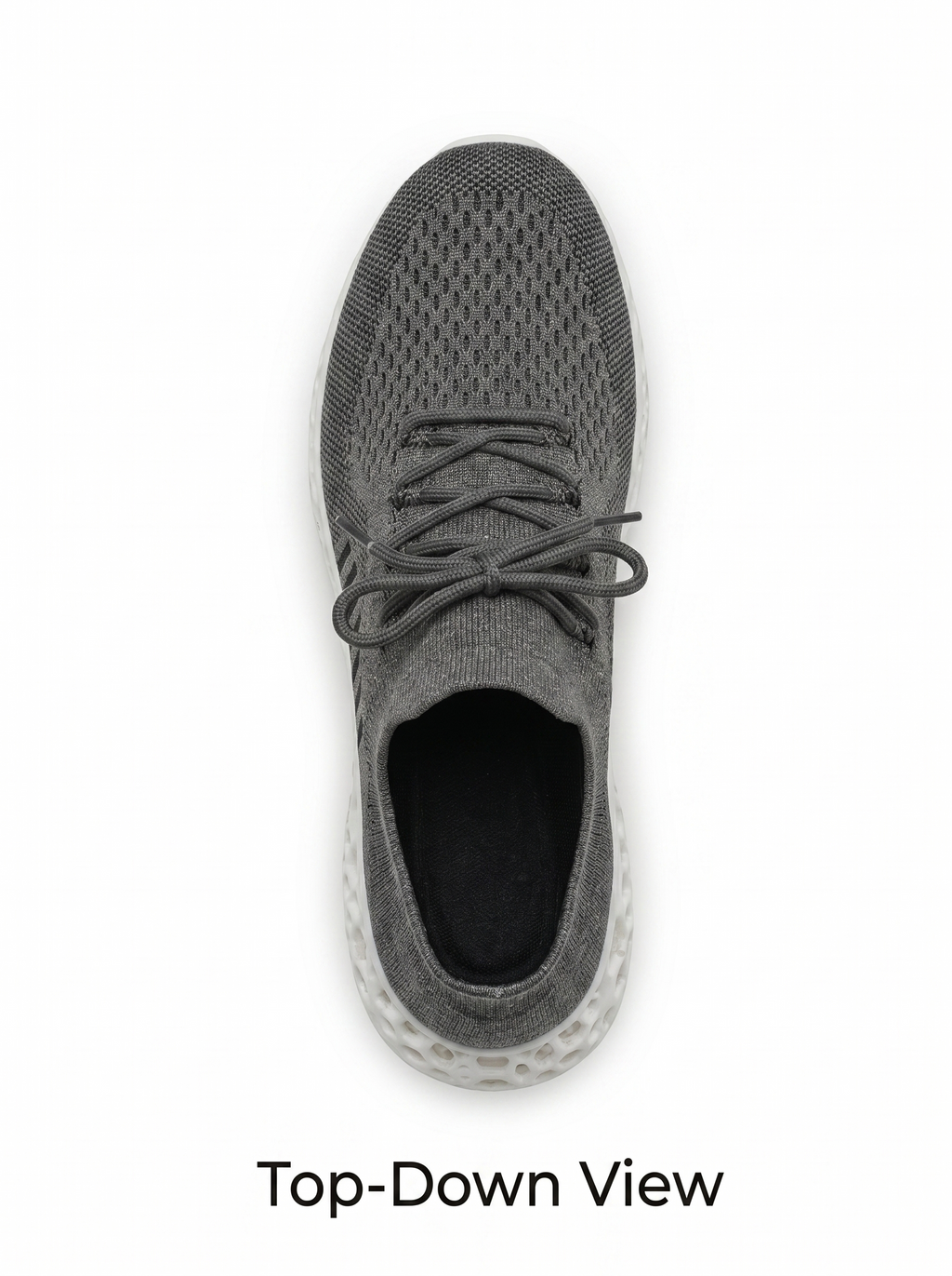 Black gray and white 3D-printed knit sneaker top view