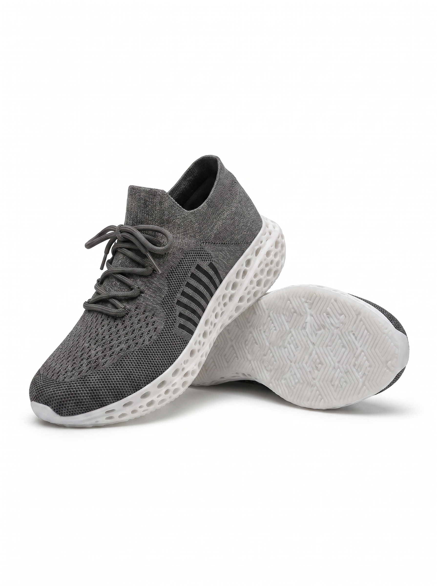 P004 black gray and white 3D-printed knit sneaker detail asset 44